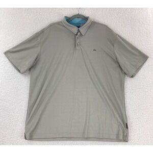 Quiksilver Waterman Collection Gray Polo Shirt Mens Short Sleeve Casual Size XXL